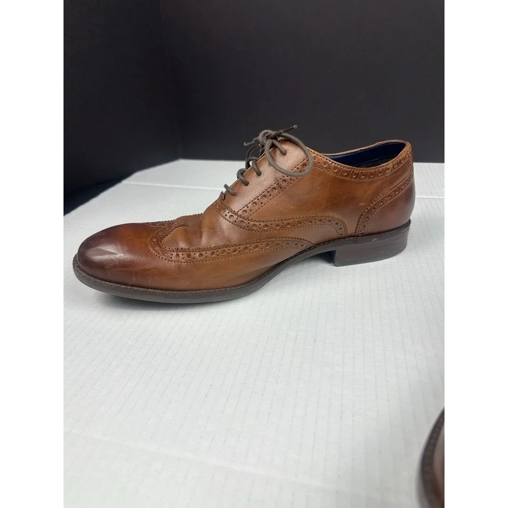 Cole Haan Mens Wayne C30687 Brown Leather Wingtip Oxford Dress Shoes Size 11 M